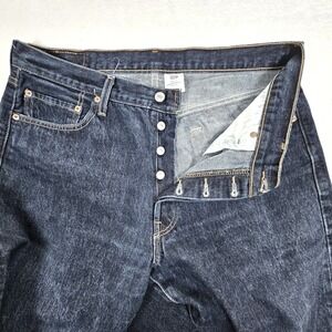 Levis 501 Original Fit Jeans Mens 36x34 Dark Wash Indigo Button Fly Straight Leg